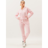 Conjunto Moletom Feminino Blusa Canguru Zíper C/ Capuz Calça