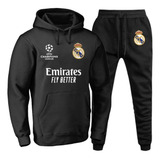 Conjunto Moletom Real Madrid Champions Blusão Flanelado Top