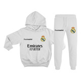 Conjunto Moleton Infantil Juvenil Menino Futebol Real Madrid