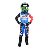 Conjunto Motocross Amx Infantil Moto Azul/vermelho/branco