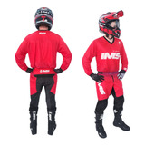 Conjunto Motocross Unissex Ims Mx Calça E Camisa Vermelho