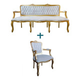  Conjunto Namoradeira 3 Lugares E 1 Poltrona Luis Xv Cor