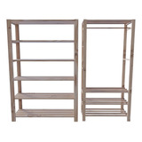 Conjunto Nicho Fácil Montagem Divisor Reforçado Madeira Vara Cor Pinus Natural