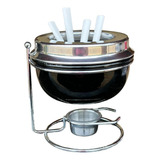 Conjunto Panela De Fondue Em Alumínio Cor Preta