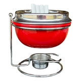 Conjunto Panela De Fondue Em Alumínio Cor Vermelha