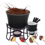 Conjunto Para Fondue Cerâmica Antiaderente 6 Peças Cor Preto