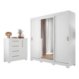 Conjunto Para Quarto Com Guarda-roupa Nt5020 E Cômoda Nt5185 Cor Branco