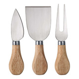 Conjunto Para Queijo 3 Pcs Euro Design Cheese Set Que5555 Cor Madeira