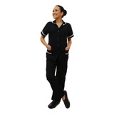 Conjunto Para Uniforme Jaleco Calça Copeira Poliéster Preto
