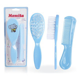 Conjunto Pente E Escova Para Bebe - Blister Cor:azul