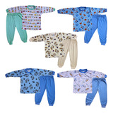 Conjunto Pijama Infantil Bebê Menino 3 A 12 Meses Kit 5 Pçs