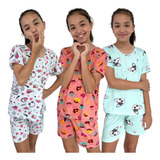 Conjunto Pijama Infantil Estampado Suede Menina