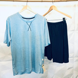 Conjunto Pijama Masculino Viscose De Bambu Azul Bamboo World