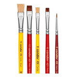 Conjunto Pincel Condor Pintura Artística Tela - 5 Peças