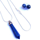 Conjunto Pingente Pedra Azul Lápis Lázuli