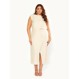 Conjunto Plus Size Saia Alfaiataria Blusa Regata Festa Verão