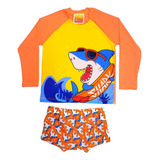 Conjunto Proteção Infantil Barato Sunga+ Camisa Uv 50 Praia