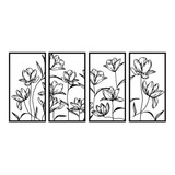 Conjunto Quadros Vazados Tulipas Sala Quarto Mdf 146x65cm