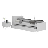 Conjunto Quarto Bicama Com Colchão E Baú/mesa De Cabeceira Retrô Multimóveis Mp4222 Cor Branco
