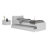 Conjunto Quarto Bicama Com Colchão E Baú/mesa De Cabeceira Suspensa Multimóveis Mp4221 Cor Branco