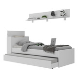 Conjunto Quarto Bicama Com Colchão E Baú/prateleira 175cm Multimóveis Mp4220 Cor Branco