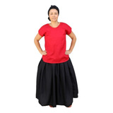 Conjunto Ração Feminino Preto E Vermelho Umbanda Candomblé. 