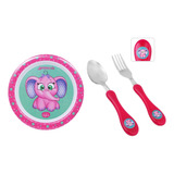 Conjunto Refeição Bebe Pratinho Infantil E Colher