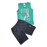 Conjunto Regata Infantil Menino Camiseta E Bermuda Infantil