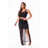 Conjunto Renda Roupas Femininas Cropped Saia Vestido Alcinha