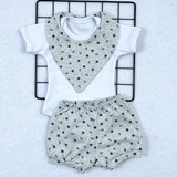 Conjunto Roupa Babador Manga Curta Bebe Verão Calor C20300