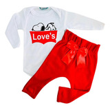 Conjunto Roupa Bebe Menina De Frio Calça E Body Desenhos