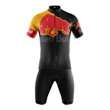 Conjunto Roupa De Ciclismo Camisa Mtb Bermuda Red Bull Uv+50