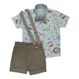 Conjunto Roupa Infantil Camisa Temática Bermuda