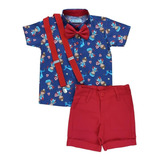 Conjunto Roupa Menino Camisa Social Manga Curta Marinheiro Pequeno Príncipe Collection