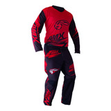 Conjunto Roupa Motocross Amx Duo Trilha Enduro Vermelho