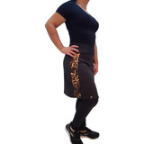Conjunto Saia Calça Fitness Evangélica Bicolor Animal Print 