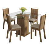 Conjunto Sala De Jantar Magda Madesa Mesa Com 4 Cadeiras Cor Rustic/pérola 044765zxtper