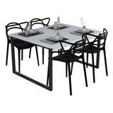 Conjunto Sala De Jantar Mesa 120x90 C/ Cadeiras Allegra 4 Un
