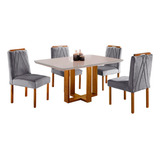 Conjunto Sala De Jantar Mesa 4 Cadeiras Madeira Maciça Madri