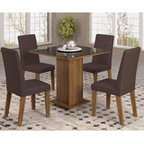 Conjunto Sala De Jantar Mesa E 4 Cadeiras Taila Espresso