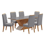 Conjunto Sala De Jantar Mesa Epic Tampo Vidro/mdf Com 6 Cadeiras Iza Viero
