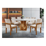 Conjunto Sala De Jantar Mesa Nuance 135cm Redonda Tampo