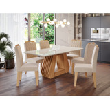Conjunto Sala De Jantar Mesa Tampo Vidro/mdf Agata E 6