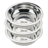 Conjunto Saladeira Jogo Bacia Tigela Bowl Aço Inox 3 Peças