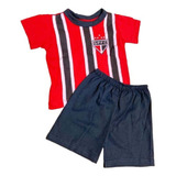 Conjunto São Paulo Tricolor Camiseta Bermuda Bebe Menino