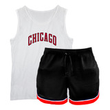 Conjunto Short Dry Esportivo Estilo Basquete, Regata Chicago