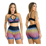 Conjunto Short E Top Fitness Academia Cós Alto