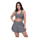Conjunto Short Saia + Top Beach Tennis Fitness Feminino