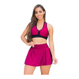 Conjunto Shorte Saia+top Tampa Bumbum Moda Academia Praia