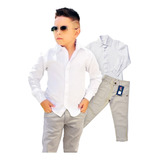 Conjunto Social Kit 2 Peças Juvenil Camisa Branca E Calça